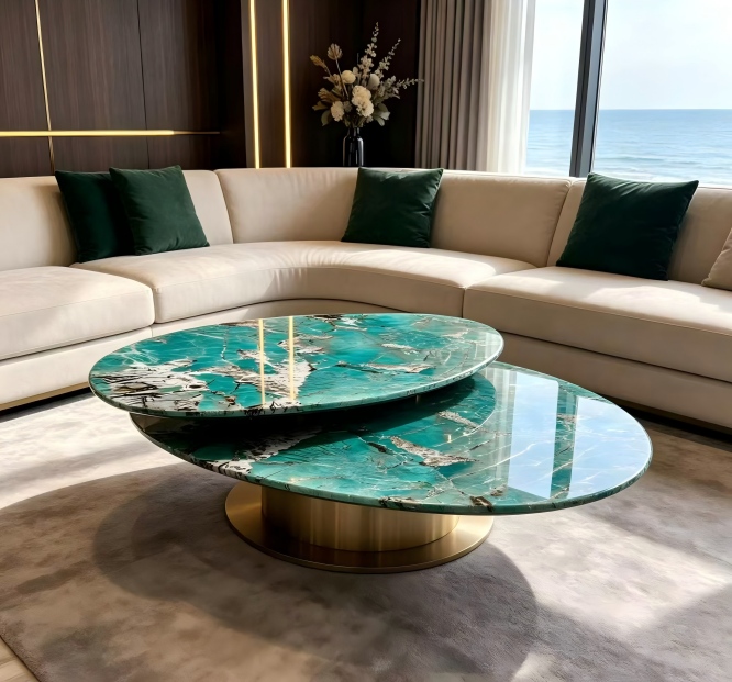 Amazonita Granite Dining Tables, Coffee Tables, and Bar Tops